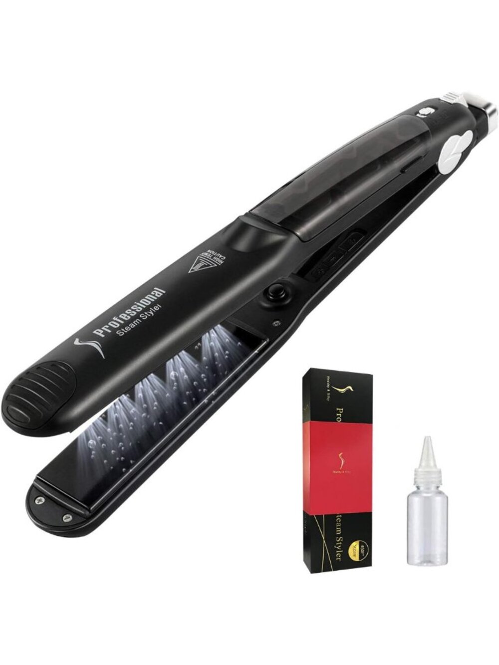 Professional 2-in-1 Steam Flat Iron & Curler - Ionic Ceramic Hair Straightener